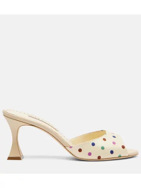 Bodkované mules Manolo Blahnik keper béžová