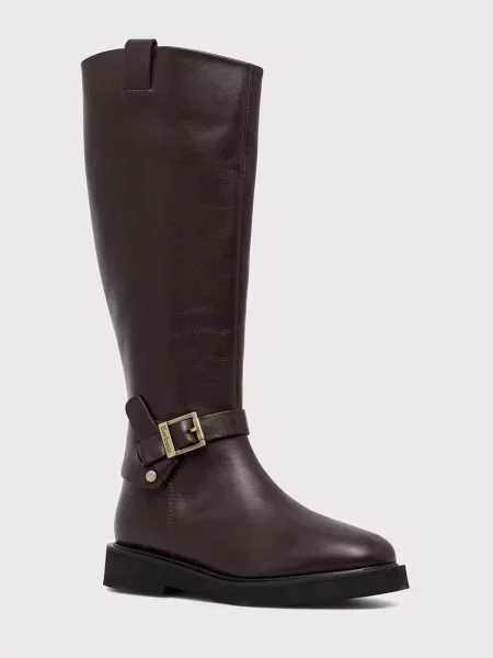 Barbour cizme cu plat pentru femei din piele Theodora maro