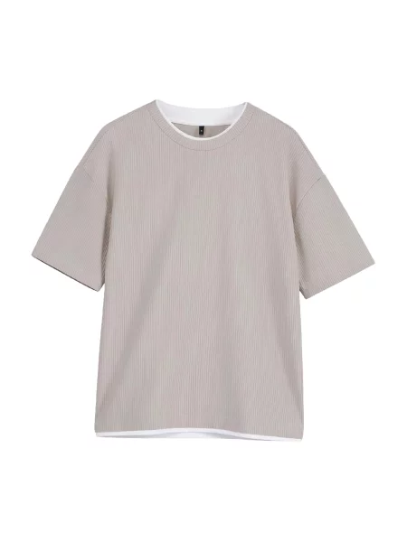 Trendyol Tricou gri taupe alb