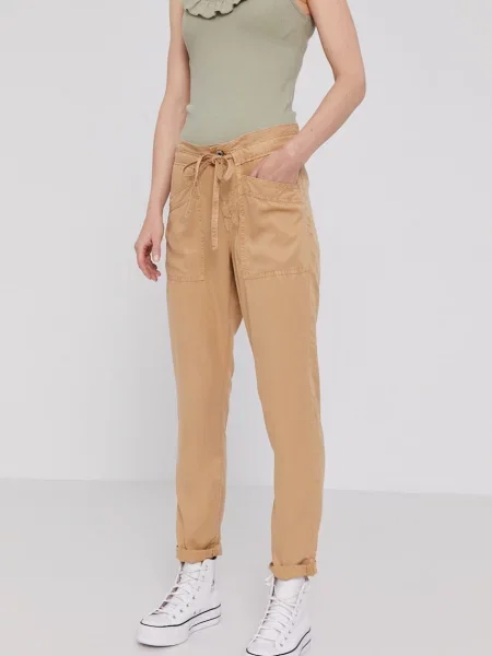 Pepe Jeans Spodnie Dash brązowy proste medium waist