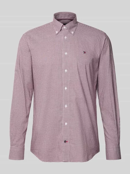 Koszula biznesowa o kroju regular fit z czystej bawełny Tommy Hilfiger bordowa