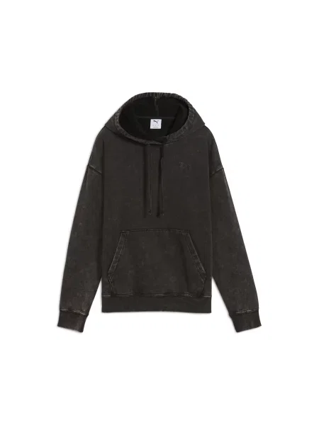Bluza z kapturem Essentials Elevated o luźnym kroju z efektem sprania czarna