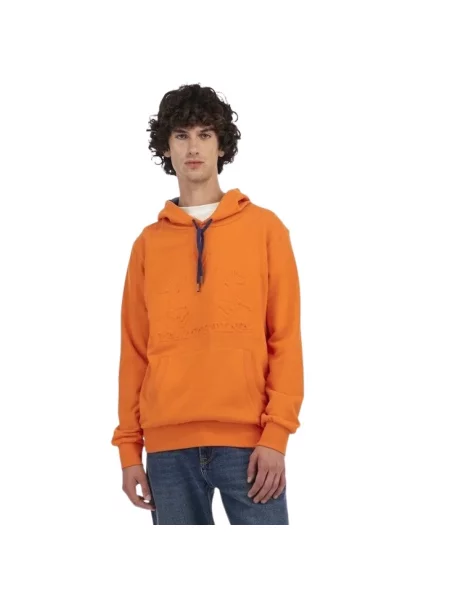 Bluza z kapturem La Martina z kapturem z logo pomarańczowa