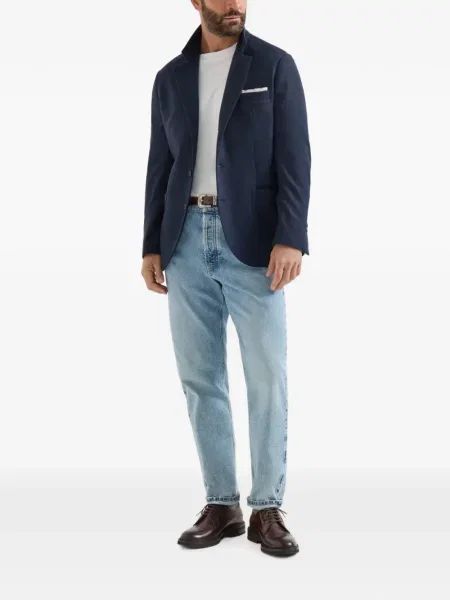 Μπλέιζερ Brunello Cucinelli κασμίρ τσέπες patch μπλε