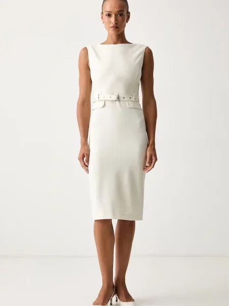 Pinko rochie cu vâscoză bej