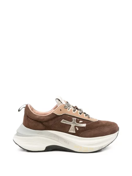Sneakerși Premiata din piele de căprioară cu imagine cu model leopard maro