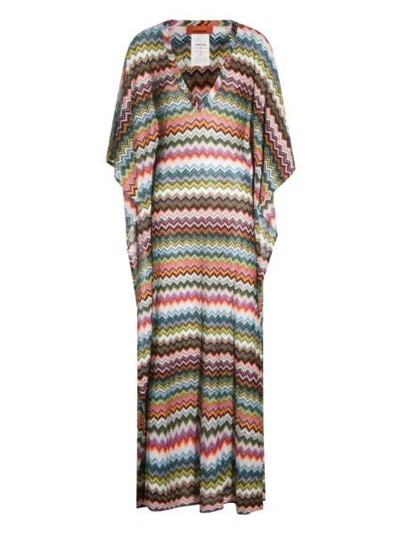 Rochie maxi Missoni cu decolteu în V de costum alb
