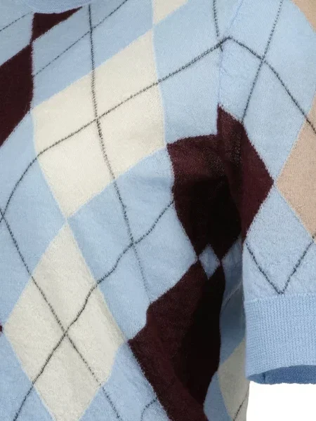 Pulover Khaite cu model argyle albastru