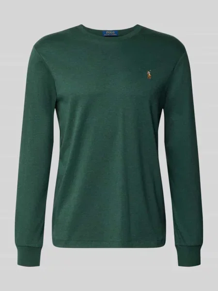 Bluzka z długim rękawem o kroju regular fit z czystej bawełny model PIMA' Polo Ralph Lauren zielona