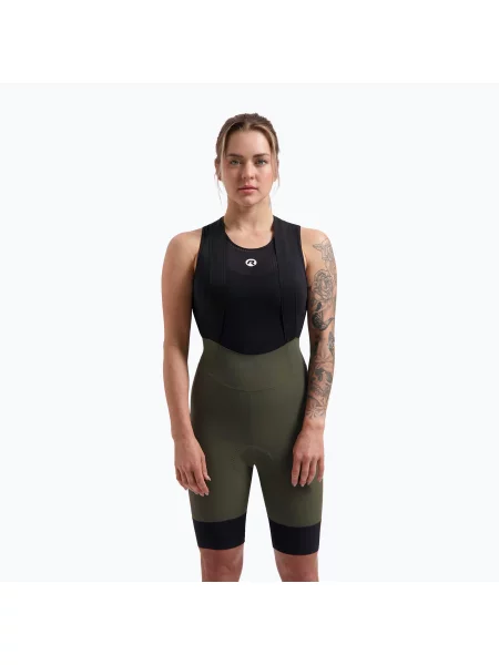 Дамски къси панталони за колоездене Rogelli Signature Bib Short W green зелено