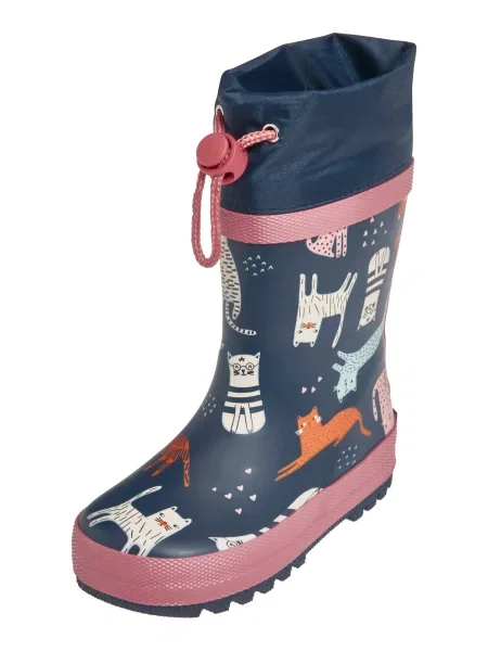 PLAYSHOES Cizme de cauciuc Katzen albastru marin / portocaliu / roz eozină / murdar alb