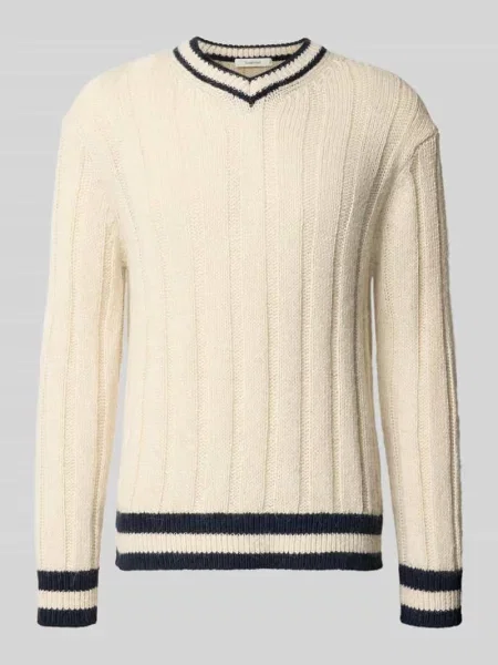 Sweter o kroju relaxed fit z dzianiny z dodatkiem wełny model ‘ROY’ Selected Homme beżowy