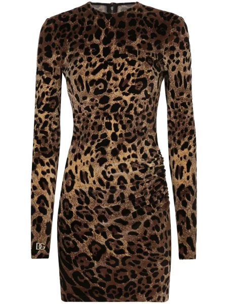 Rochie Dolce & Gabbana cu imagine cu model leopard de costum maro