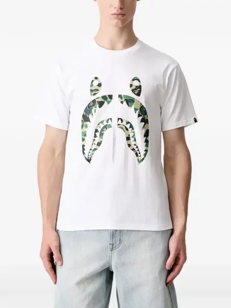 Tricou A Bathing Ape® cu imagine cu model camuflaj alb