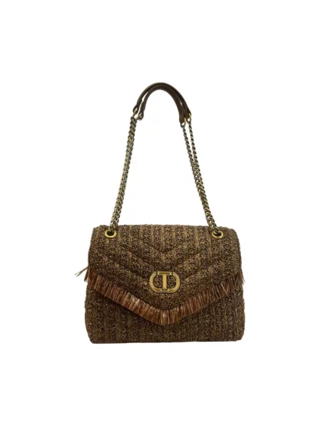 Lniana torebka crossbody Twinset brązowa