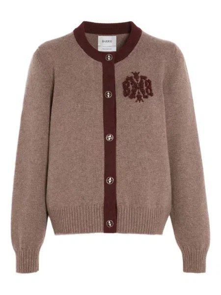 Cardigan Barrie cu broderie din cașmir maro