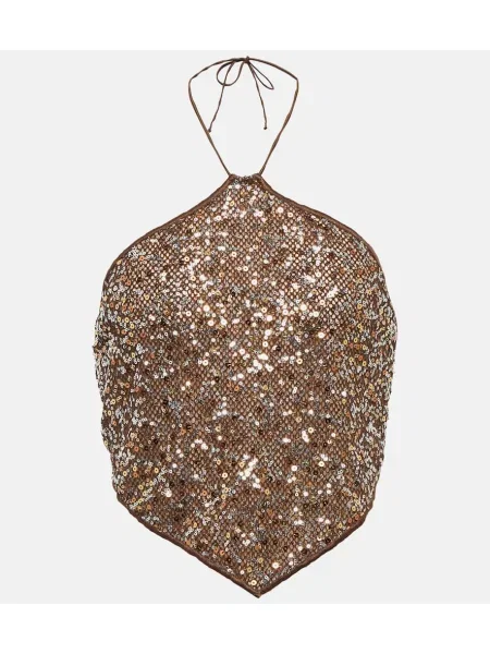 Top Osã©ree z dekoltem halter brązowy