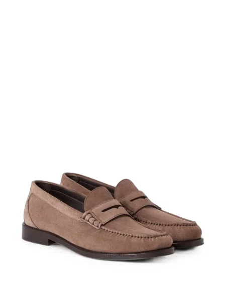 Pantofi loafer Brunello Cucinelli din piele de căprioară maro
