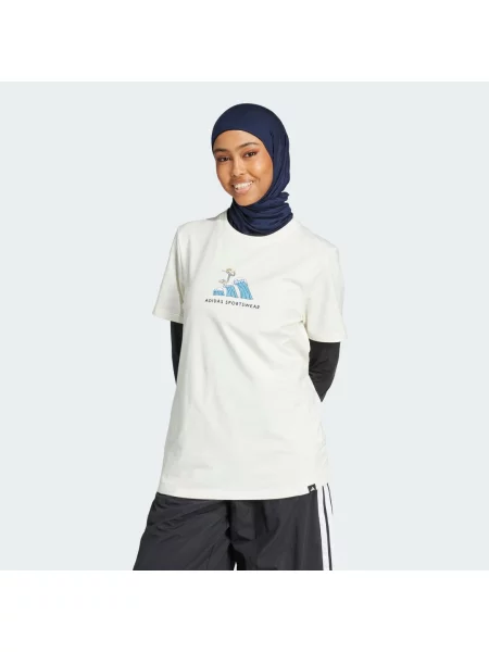 Codes Doodle Surf Graphic T-Shirt biała