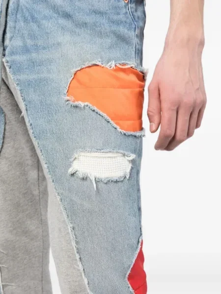 Pantaloni Greg Lauren zdrențuiți albastru