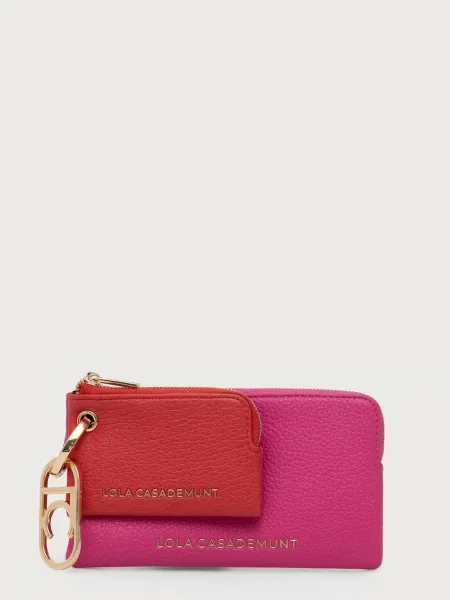 Lola Casademunt set de portofel și card-holder pentru femei cu imitație de piele roz