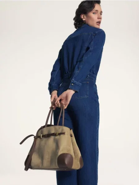 Reserved Geantă din piele ecologică întoarsă bej