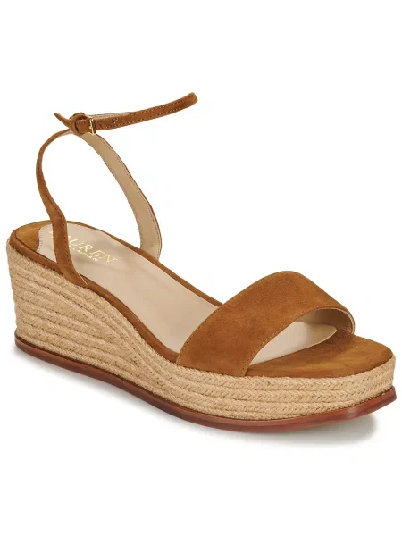 Semišové espadrilky Lauren Ralph Lauren na kline hnedá