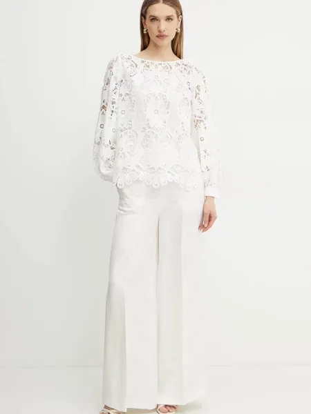 Блузка Luisa Spagnoli з аплікацією білий