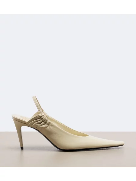 Pantofi cu toc Saint Laurent din piele slingback alb