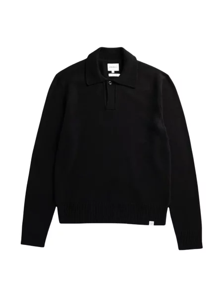 Koszulka polo Norse Projects wełniana czarna