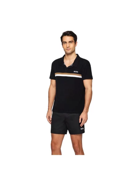 Koszulka polo Hugo Boss frotte czarna