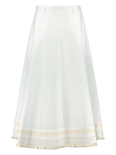 Fustă Moschino cu broderie alb