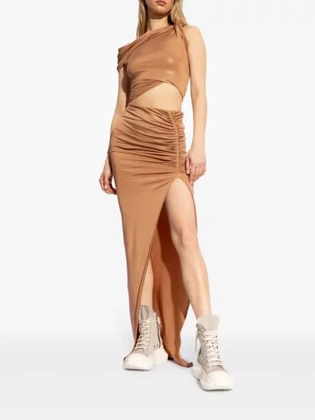 Sijonas Rick Owens Lilies su raukiniais ruda