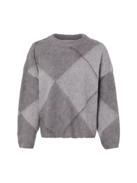 Sweter z mieszanka alpaki i wełny z wykończeniami ściągaczowymi model Pargyle' Opus szary
