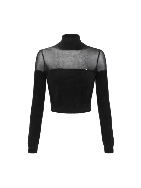 Sweter z golfem Elisabetta Franchi z logo do golfa czarny
