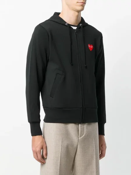 Geacă bomber Comme Des Garcons Play cu glugă negru