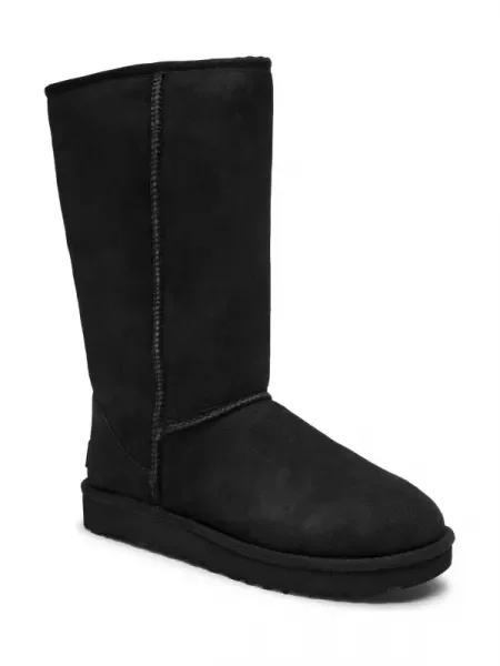 UGG De piele bocanci CLASSIC TALL II cu adaos de lână negru