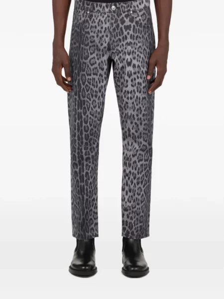 Raštuotos džinsai Roberto Cavalli leopardinės pilka