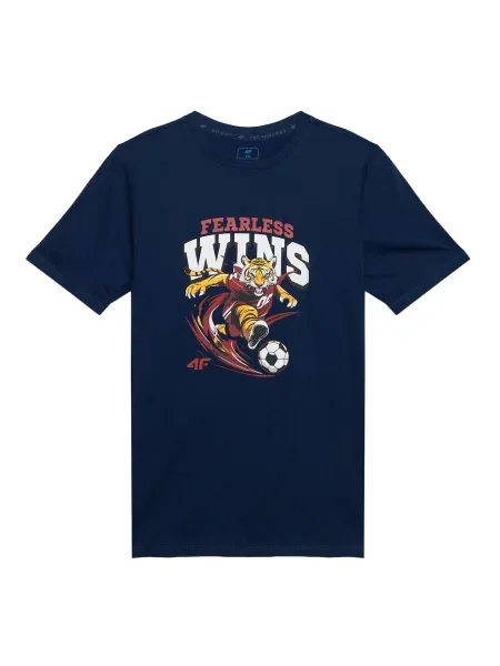 4F Junior Tricou funcțional bleumarin / galben închis / roşu închis alb