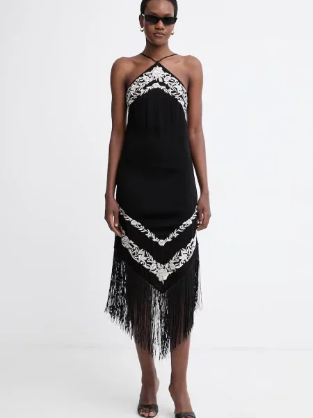 Twinset rochie din vâscoză negru