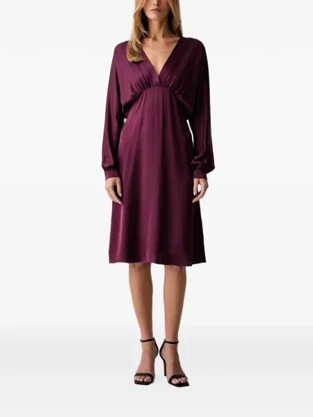 Rochie midi Fracomina din satin cu decolteu în V roșu