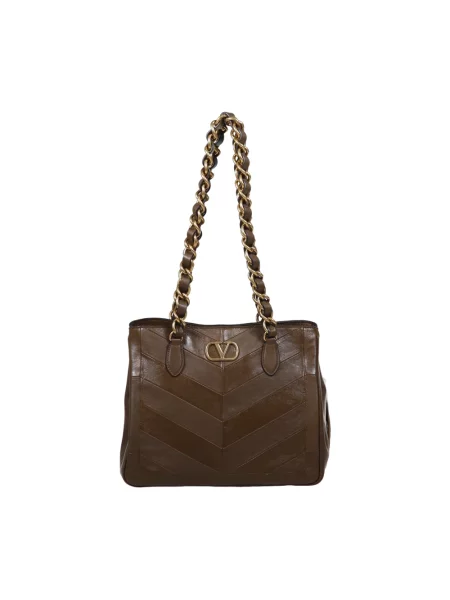 Mała torebka skórzana Valentino Garavani skórzana brązowa
