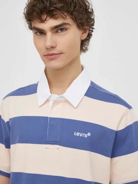 Тениска с яка Levi's с десен виолетово