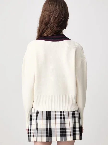 Fred Perry sweter z dodatkiem wełny beżowy