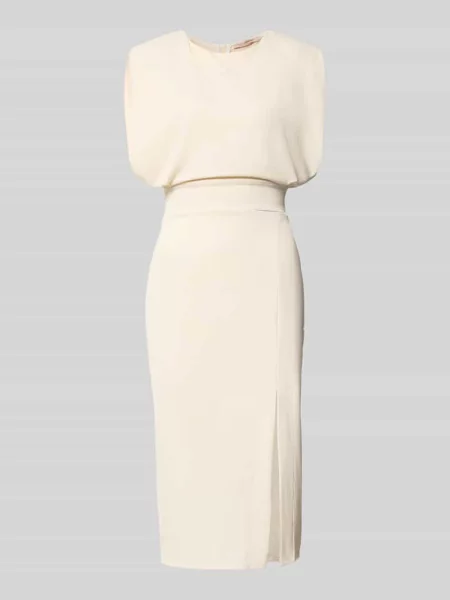 Sukienka koktajlowa z rozporkiem Rinascimento biała