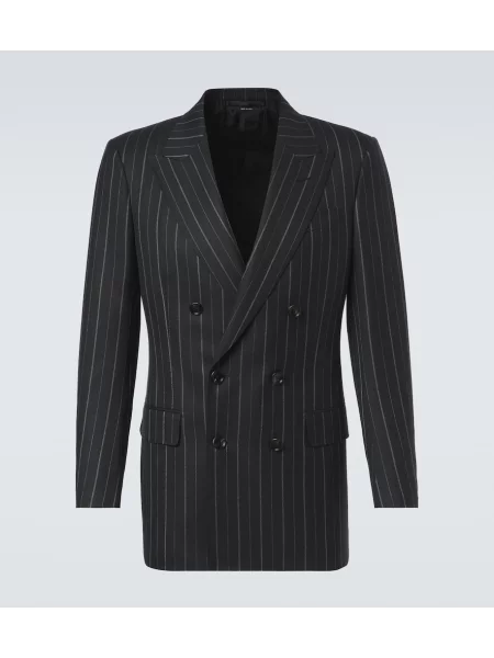 Sacou Tom Ford de lână cu dungi negru