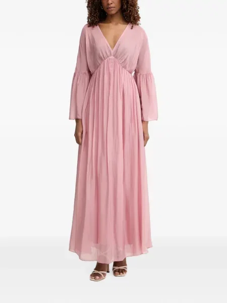 Rochie maxi Haveone cu decolteu în V roz