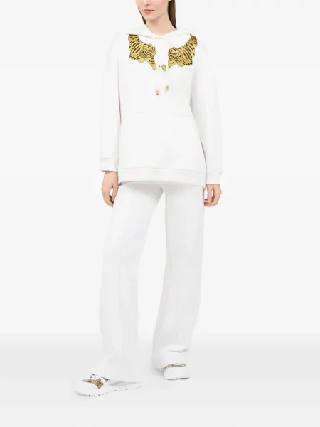 Hoodie Roberto Cavalli με ρίγες τίγρη λευκό