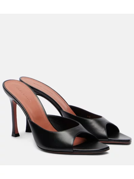 Кожени мюли Amina Muaddi черно