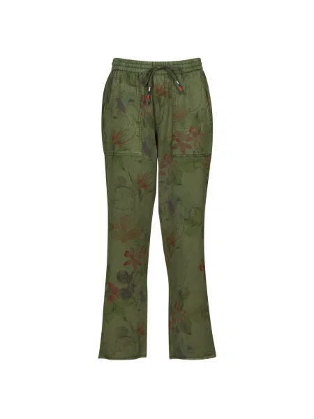 Hlače Desigual s cvetličnim vzorcem kaki
